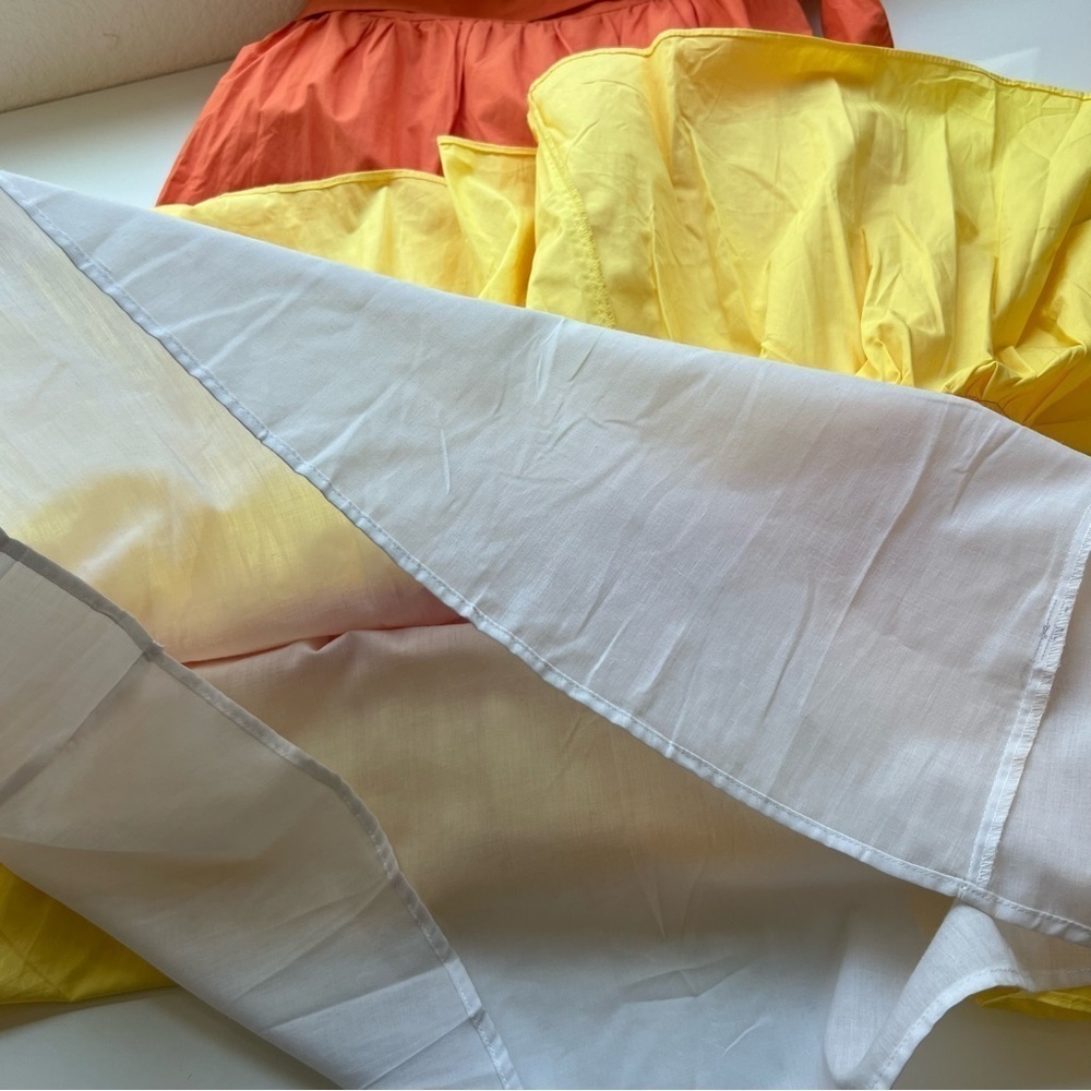 English Factory Midi Tiered Color Block Orange Peach Yellow Skirt with Belt- XS - Picture 10 of 12